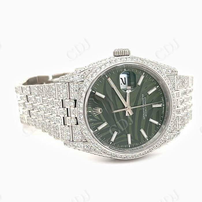 Rolex Green Dial Custom Diamond Watch  customdiamjewel   