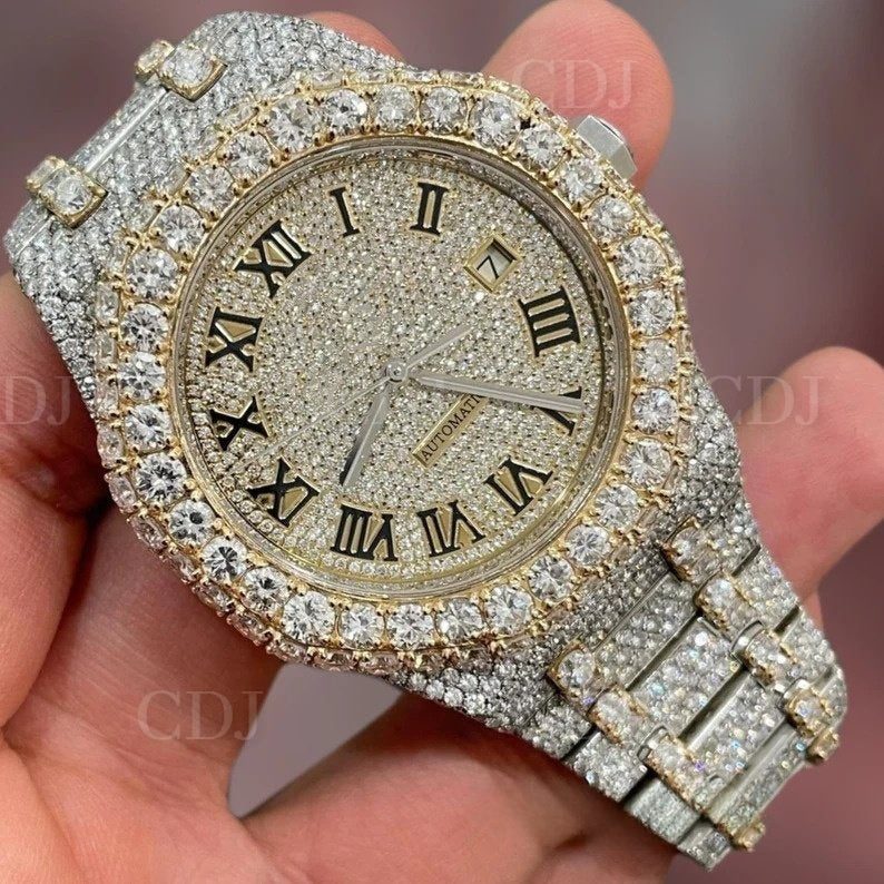 Top Brand Certificated VVS Studded Colorless Moissanite Diamond Watch Luxury Customized Iced Out Gold Plated Men's Hip hop Watch  customdiamjewel   