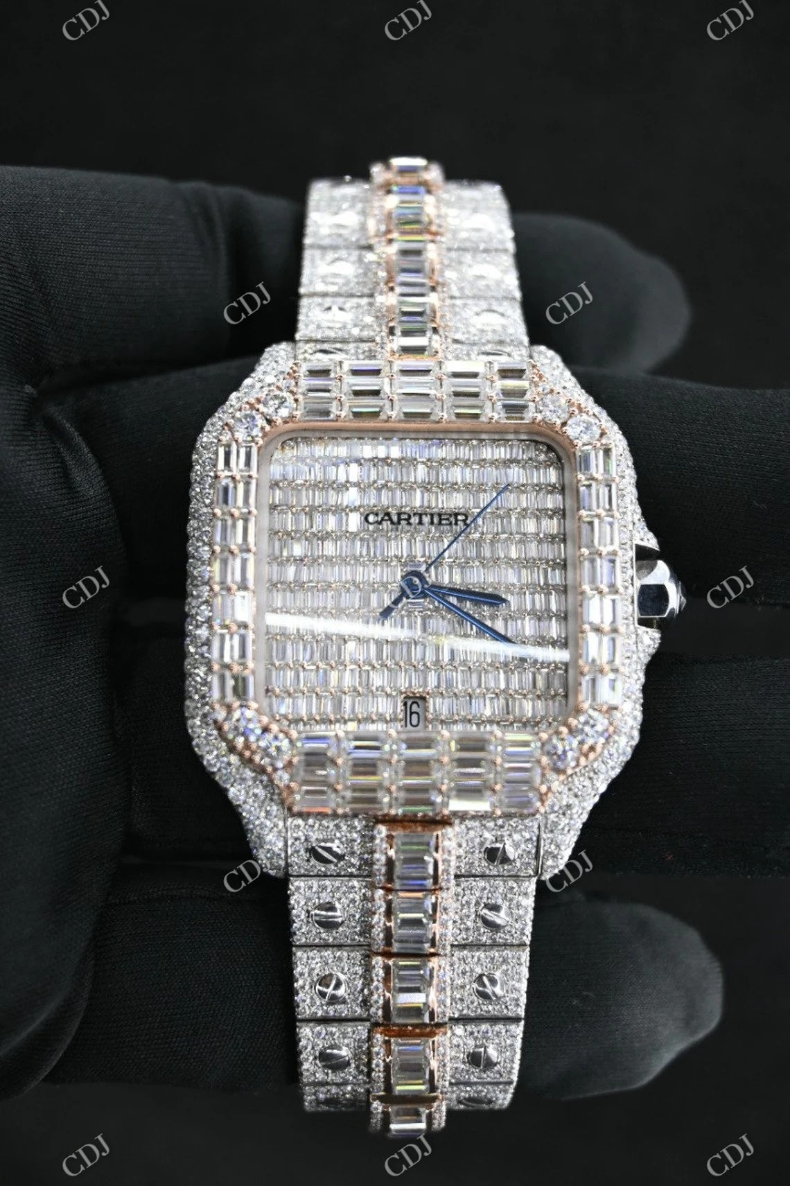 Cartier Santos Baguette Diamond Watch  customdiamjewel   