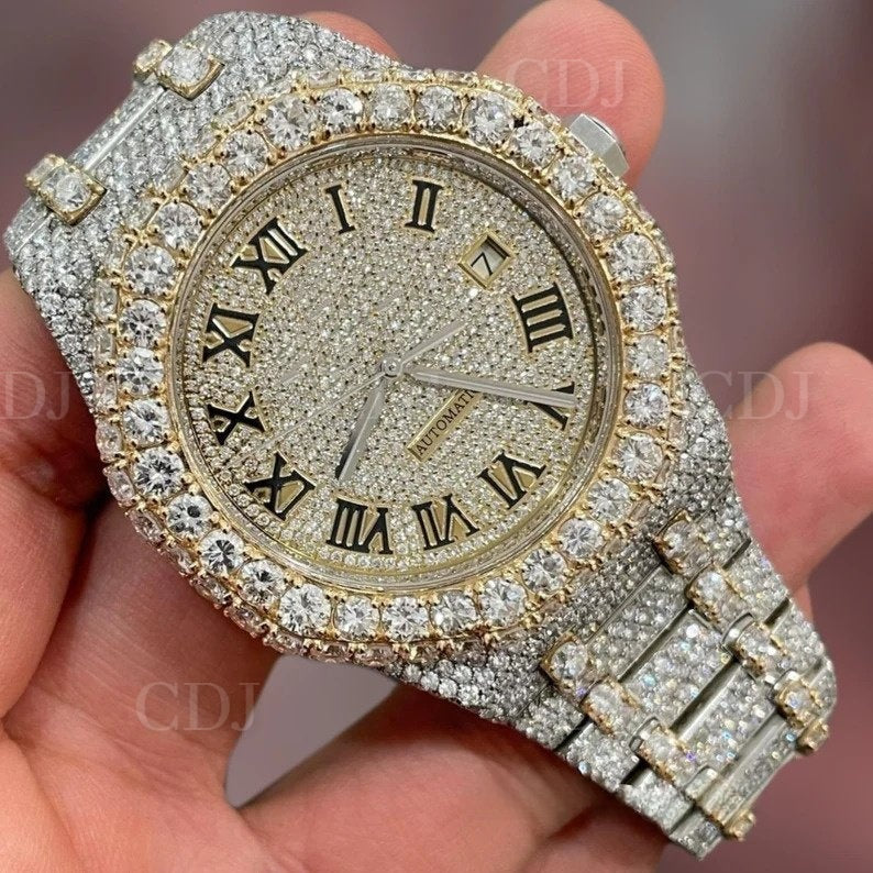 Top Brand Certificated VVS Studded Colorless Moissanite Diamond Watch Luxury Customized Iced Out Gold Plated Men's Hip hop Watch  customdiamjewel   