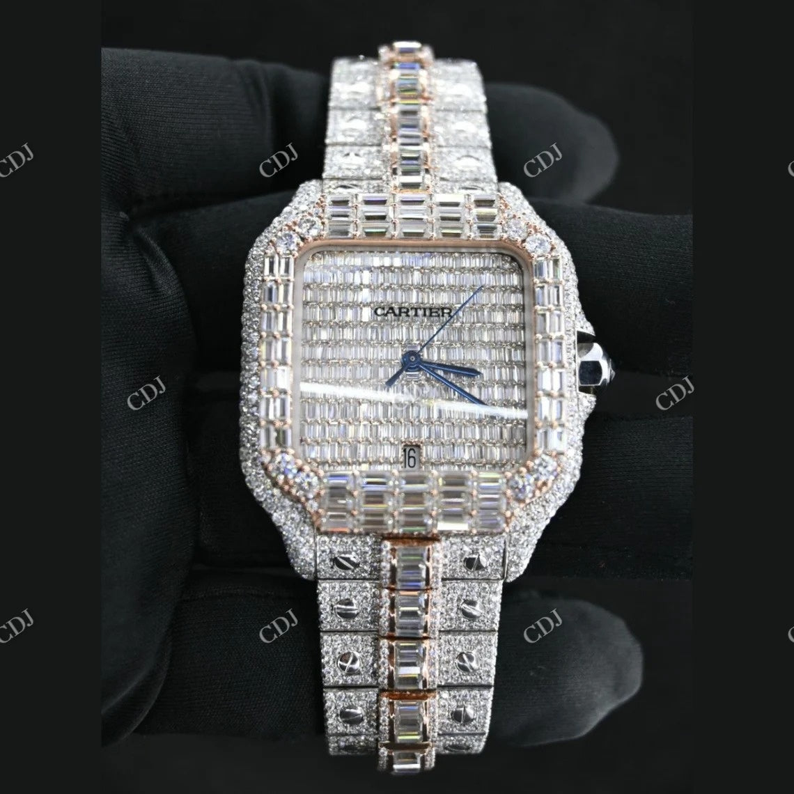 Cartier Santos Baguette Diamond Watch  customdiamjewel   