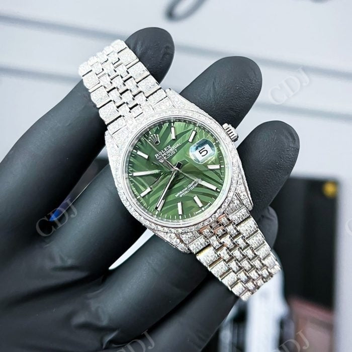 Rolex Green Dial Custom Diamond Watch  customdiamjewel   