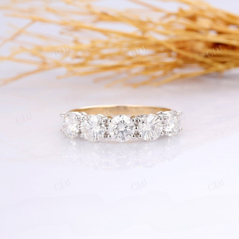 2.5CTW 5 Stone Two Tone Natural Diamond Wedding Band  customdiamjewel   