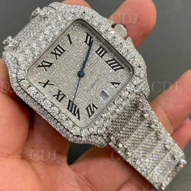 VVS Moissanite Iced Out Hip Hop Watch Fully Iced Out GRA Certified Studded Diamond Men's Customize Watch Stainless Steel Watch  customdiamjewel   