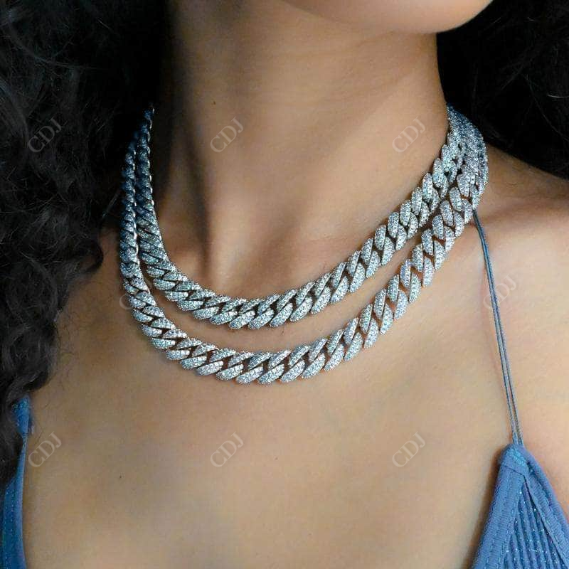 Silver Iced Out Hip Hop Women Cuban Chain  customdiamjewel   