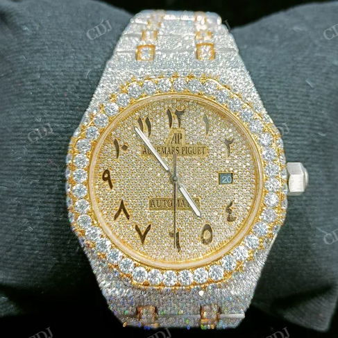 AP Natural Diamond Studded Two Tone Stainless Steel Band Luxurious Watch  customdiamjewel   