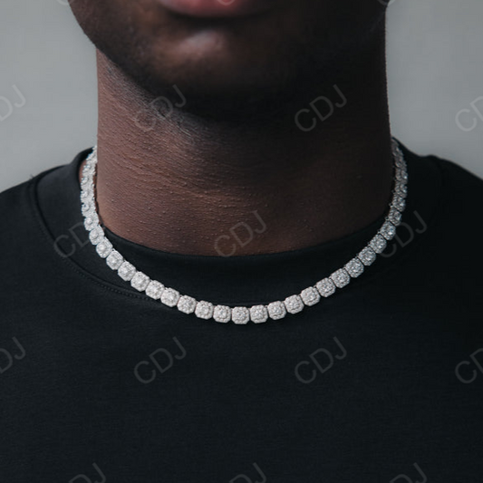 Clustered Round Diamond White Gold Tennis Chain  customdiamjewel   