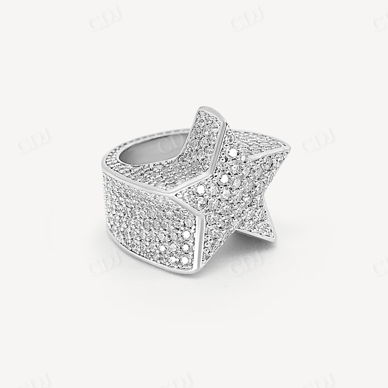 Star Iced out Diamond Hip Hop Ring  customdiamjewel   