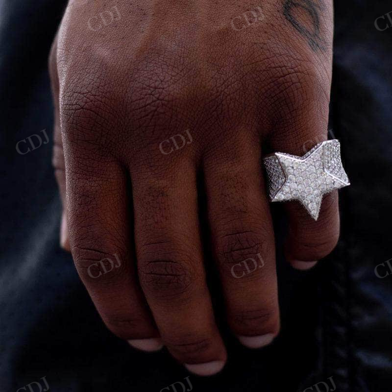 Star Iced out Diamond Hip Hop Ring  customdiamjewel   