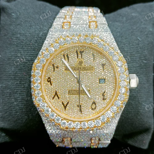 AP Natural Diamond Studded Two Tone Stainless Steel Band Luxurious Watch  customdiamjewel   