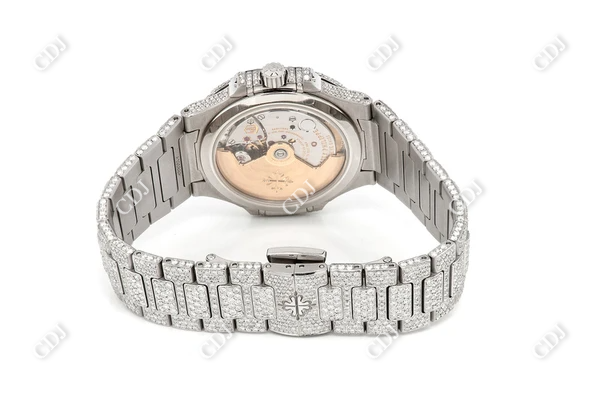 White Dial Moissanite Diamond Watch  customdiamjewel   