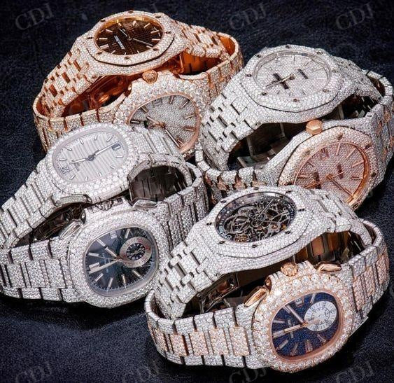 41MM Two Tone Natural Diamond Watch  customdiamjewel   