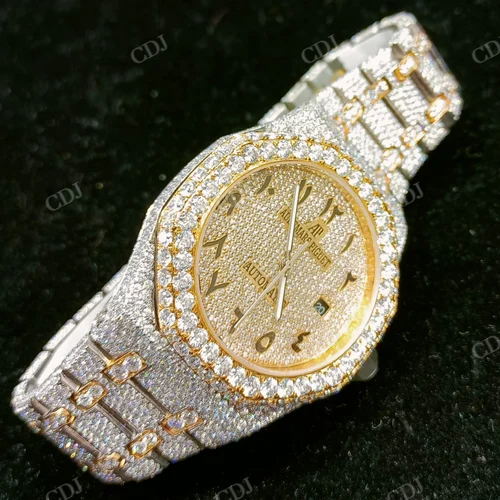 AP Natural Diamond Studded Two Tone Stainless Steel Band Luxurious Watch  customdiamjewel   