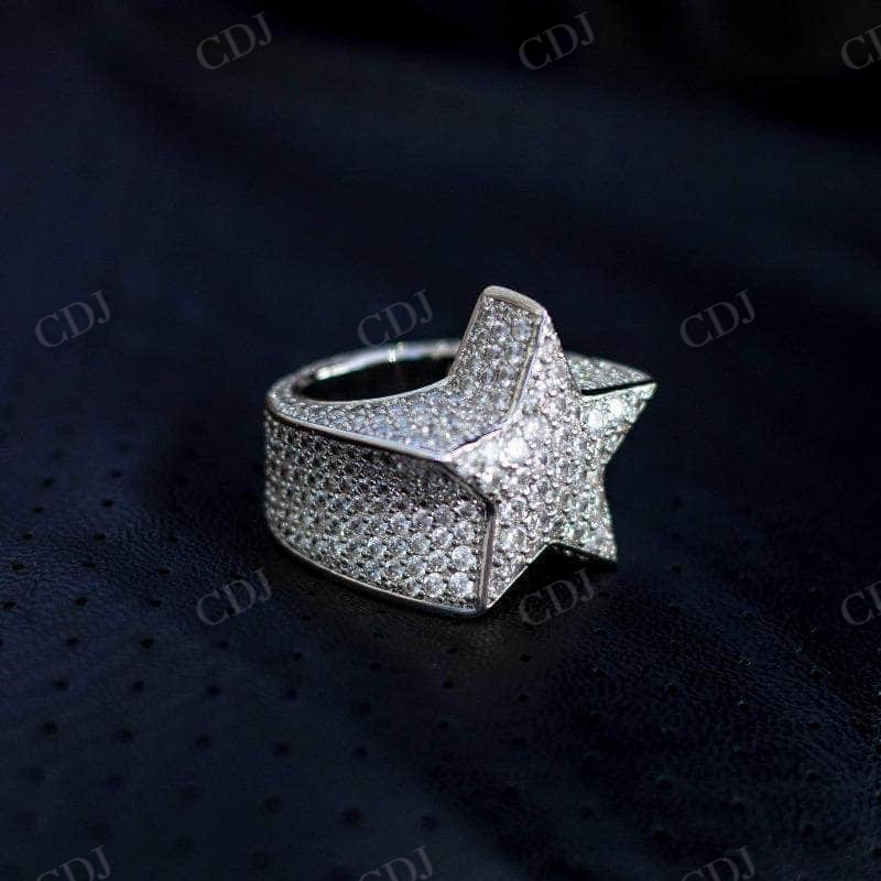 Star Iced out Diamond Hip Hop Ring  customdiamjewel   