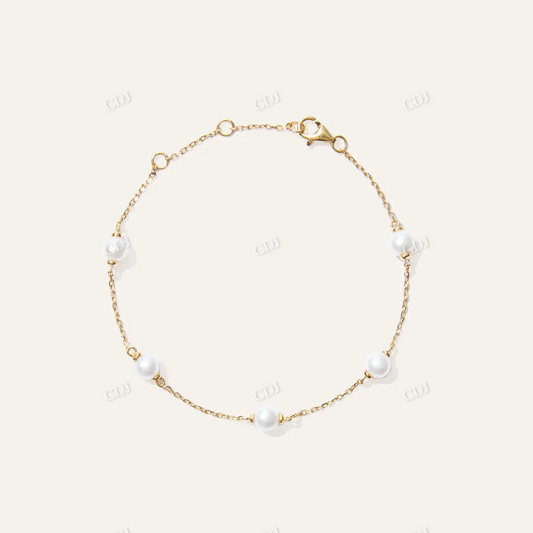 10K Gold Freshwater Cultured Pearl Bracelet hip hop jewelry customdiamjewel