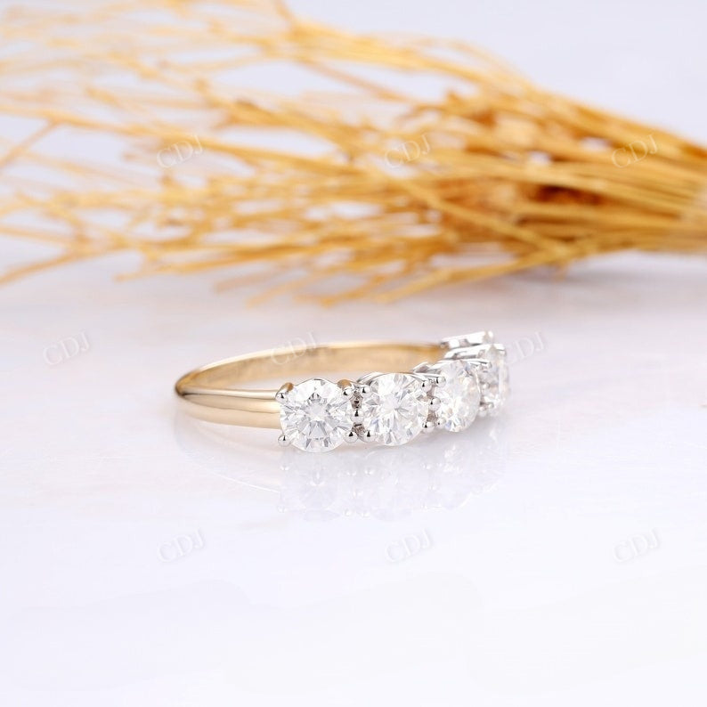 2.5CTW 5 Stone Two Tone Natural Diamond Wedding Band  customdiamjewel   