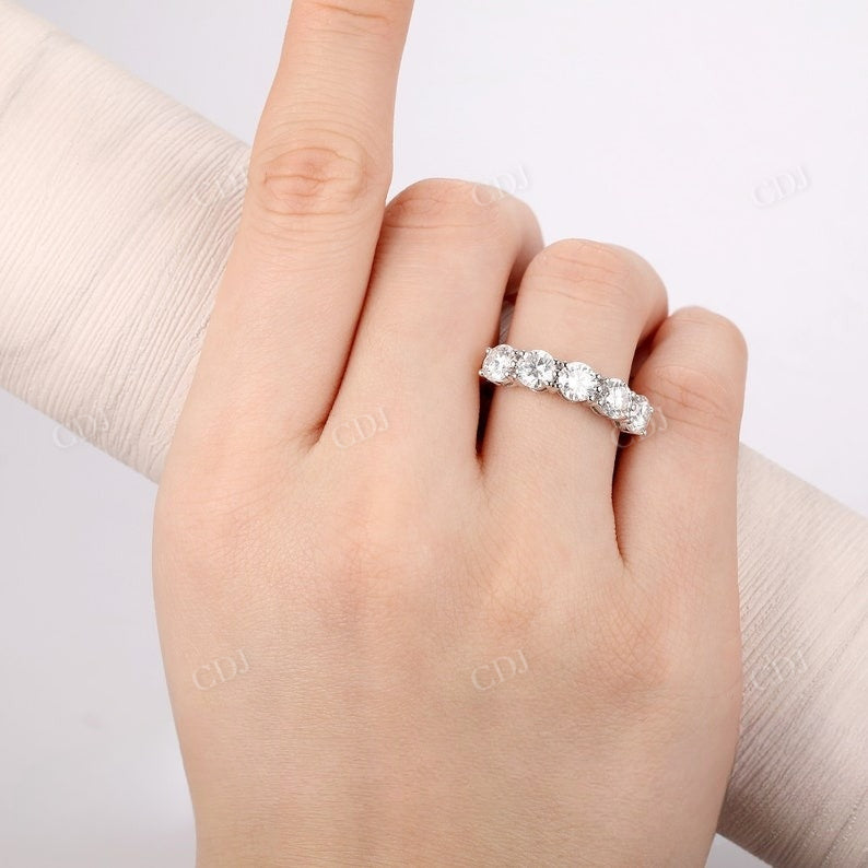 2.5CTW 5 Stone Two Tone Natural Diamond Wedding Band  customdiamjewel   