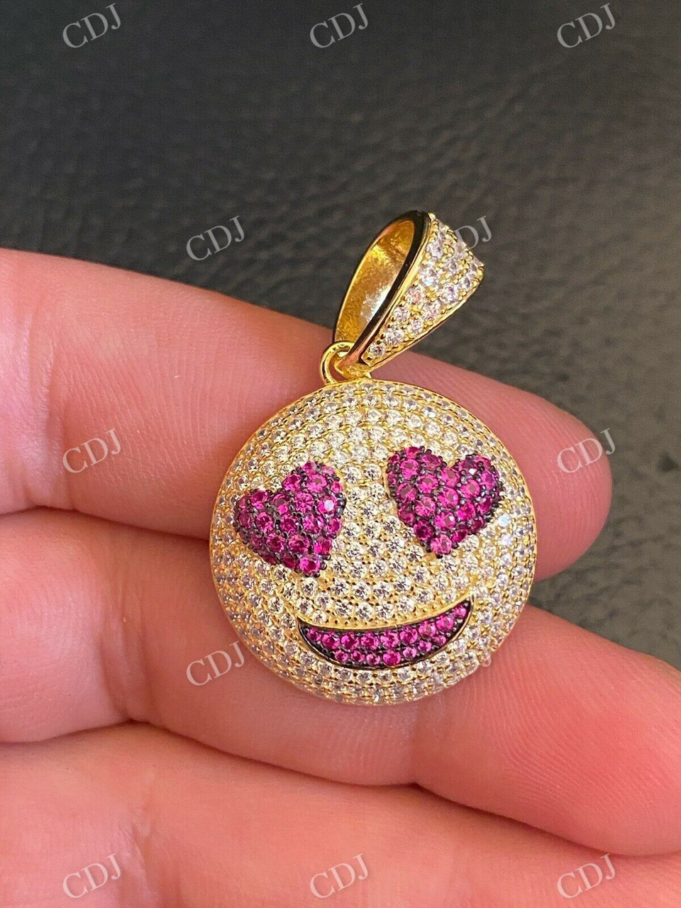 Smiling Face Heart Eyes Emoji Pendant  customdiamjewel   