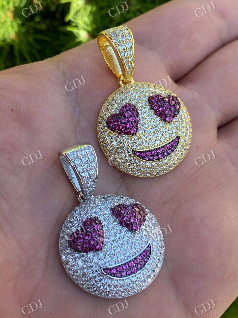 Smiling Face Heart Eyes Emoji Pendant  customdiamjewel   