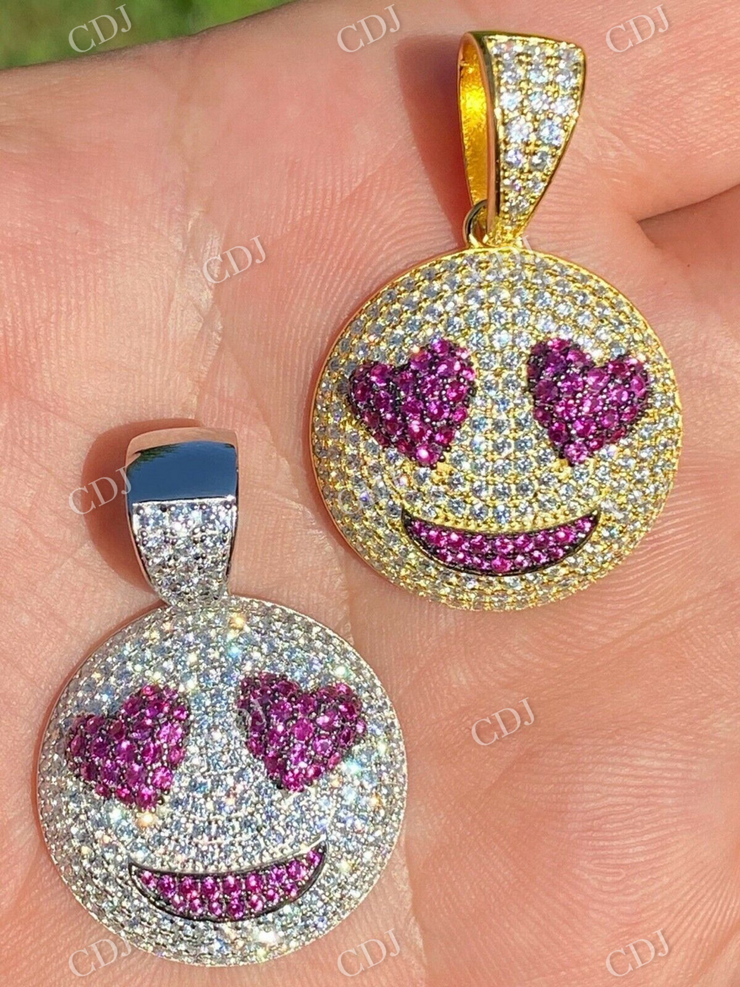 Smiling Face Heart Eyes Emoji Pendant  customdiamjewel   