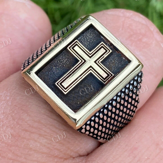 Solid Gold Men's Christian Cross Hip Hop Ring  customdiamjewel   