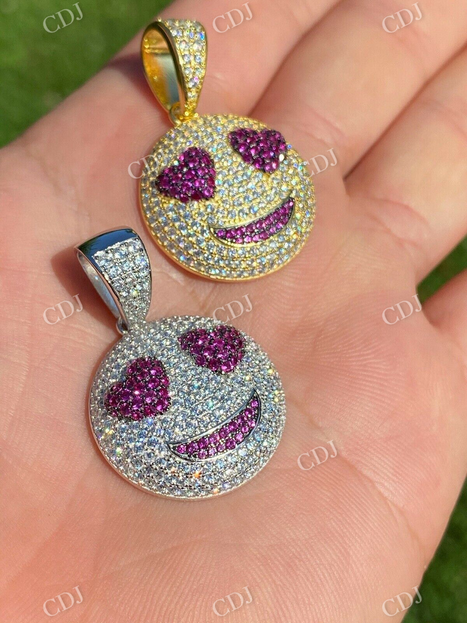 Smiling Face Heart Eyes Emoji Pendant  customdiamjewel   