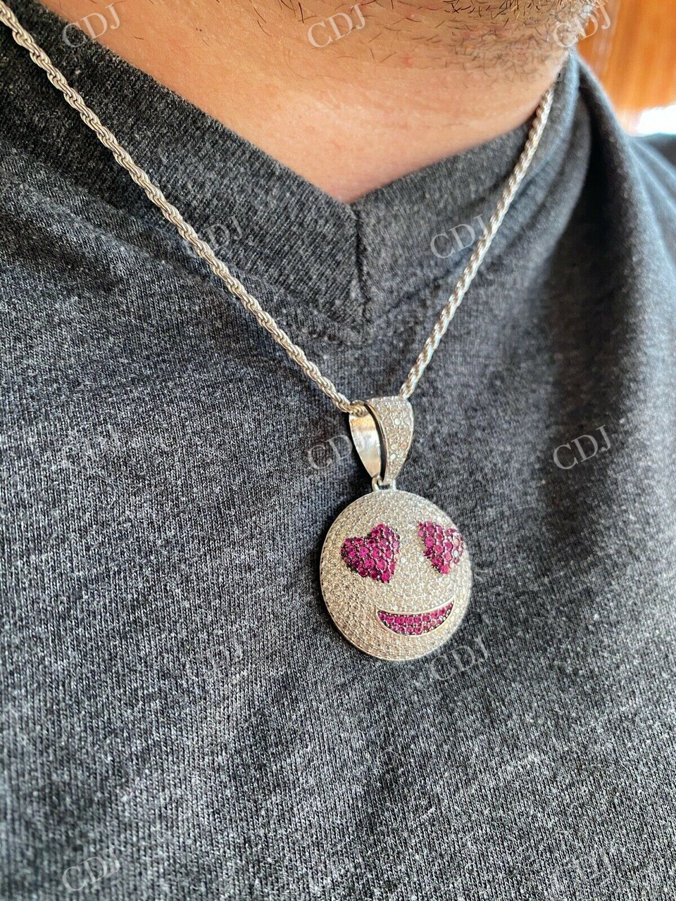 Smiling Face Heart Eyes Emoji Pendant  customdiamjewel   