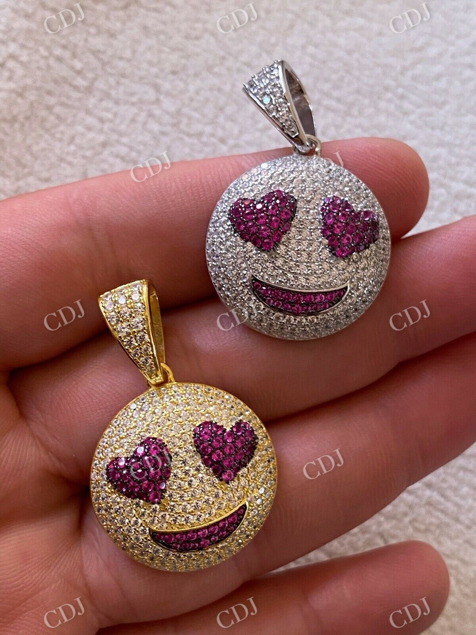 Smiling Face Heart Eyes Emoji Pendant  customdiamjewel   