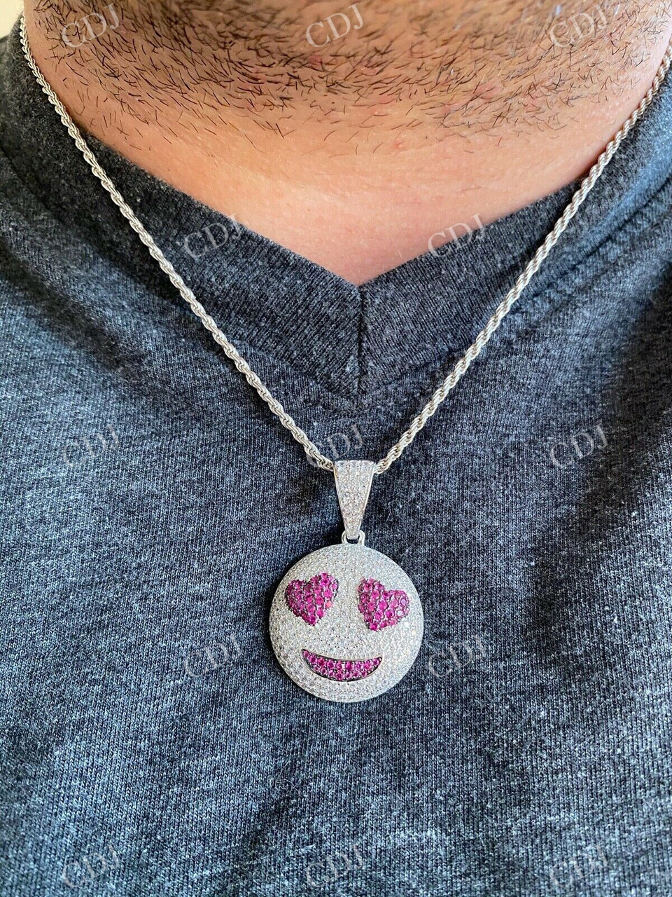 Smiling Face Heart Eyes Emoji Pendant  customdiamjewel   