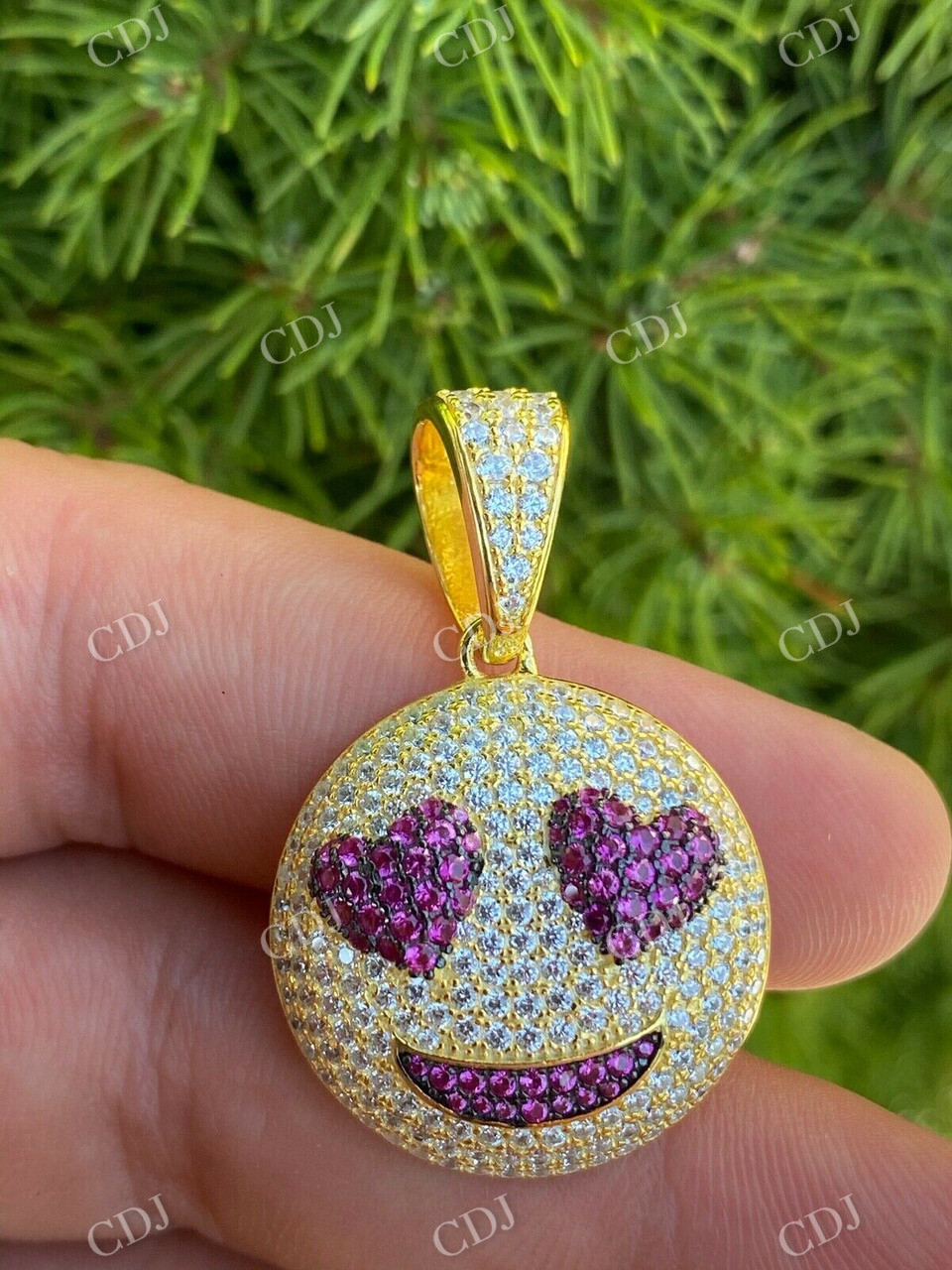 Smiling Face Heart Eyes Emoji Pendant  customdiamjewel   