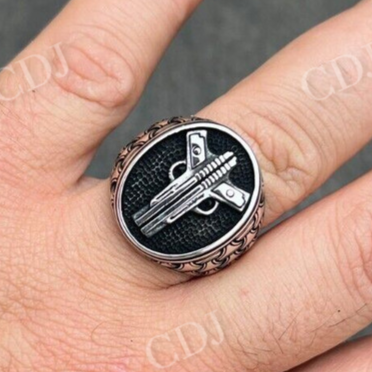 Unique Guns Pistols Hip Hop Gangster Men's Ring  customdiamjewel   