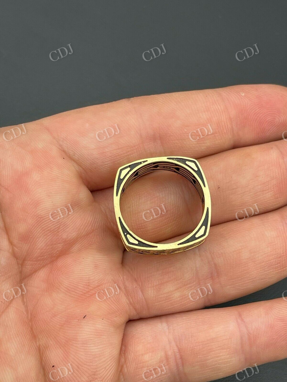 14K Solid Yellow Gold Square Shape Plain Band For Men's  customdiamjewel   