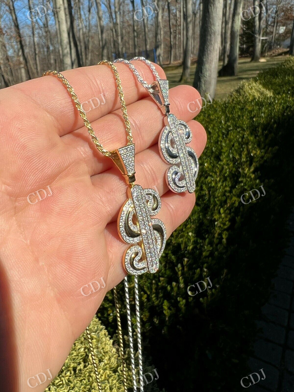 Iced Out Dollar Sign Hip Hop Pendant  customdiamjewel   