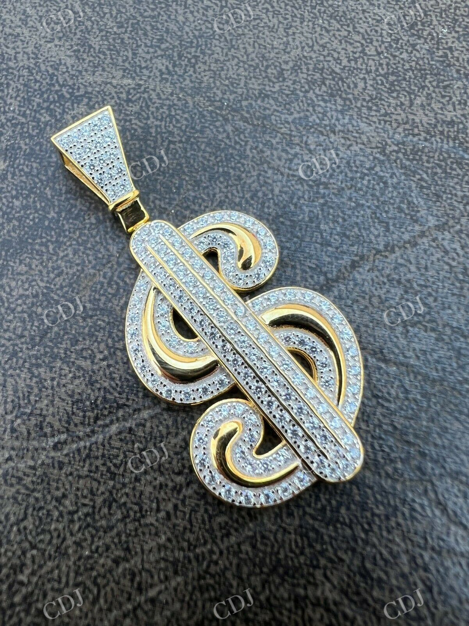 Iced Out Dollar Sign Hip Hop Pendant  customdiamjewel   