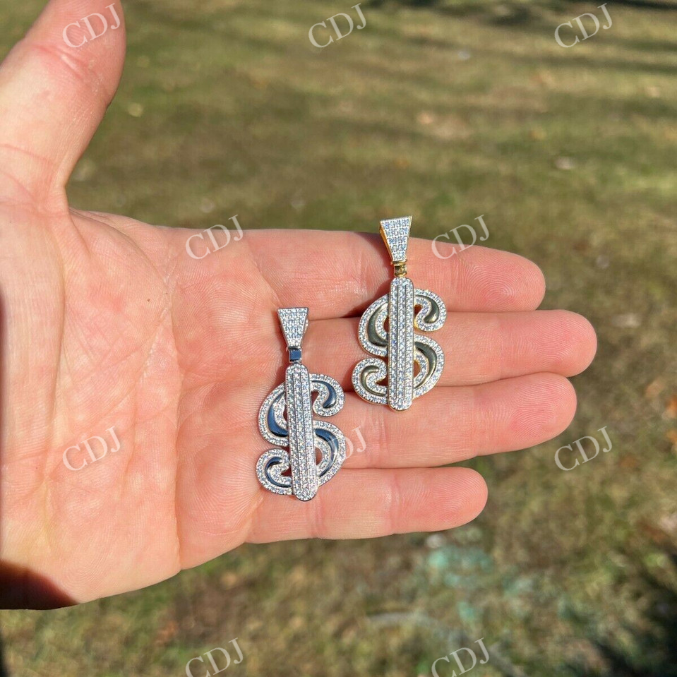 Iced Out Dollar Sign Hip Hop Pendant  customdiamjewel   