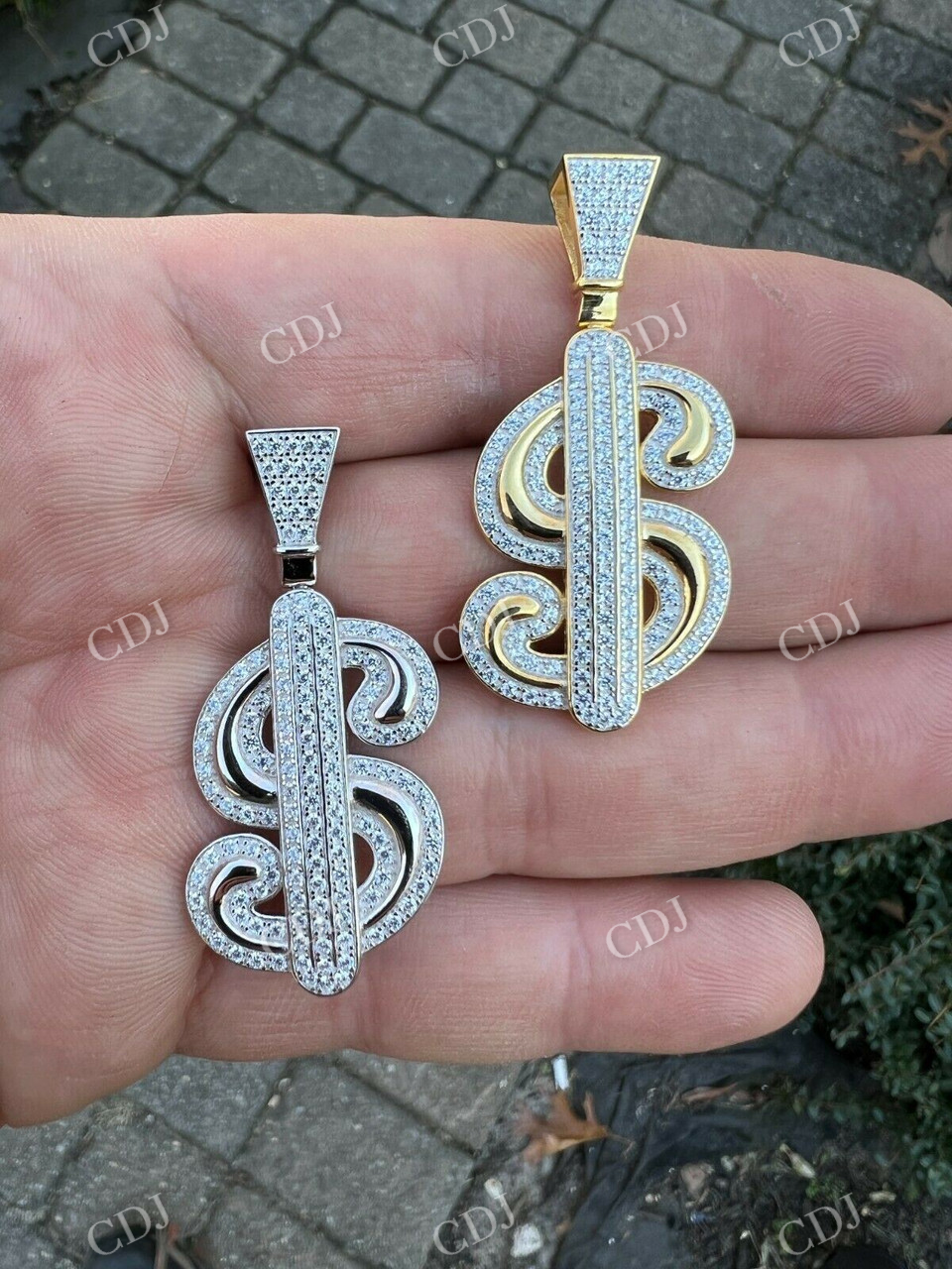 Iced Out Dollar Sign Hip Hop Pendant  customdiamjewel   