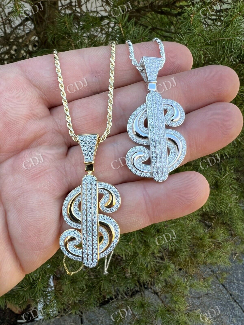 Iced Out Dollar Sign Hip Hop Pendant  customdiamjewel   