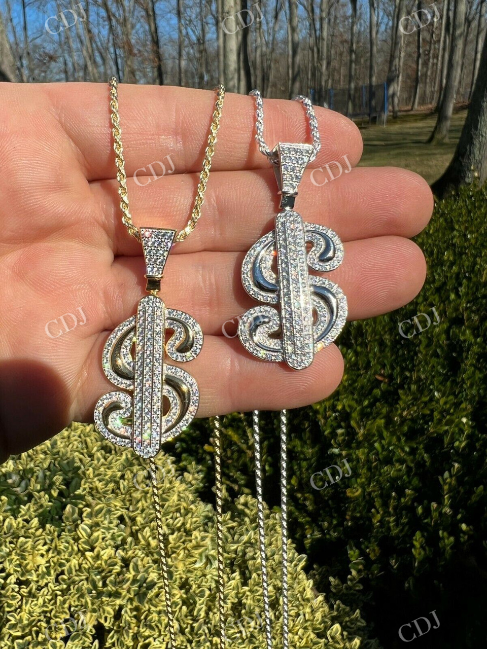 Iced Out Dollar Sign Hip Hop Pendant  customdiamjewel   