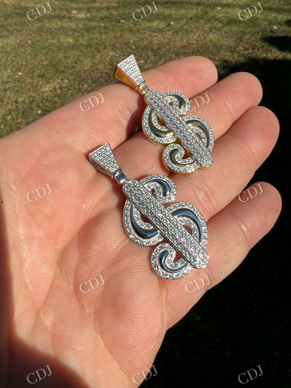 Iced Out Dollar Sign Hip Hop Pendant  customdiamjewel   