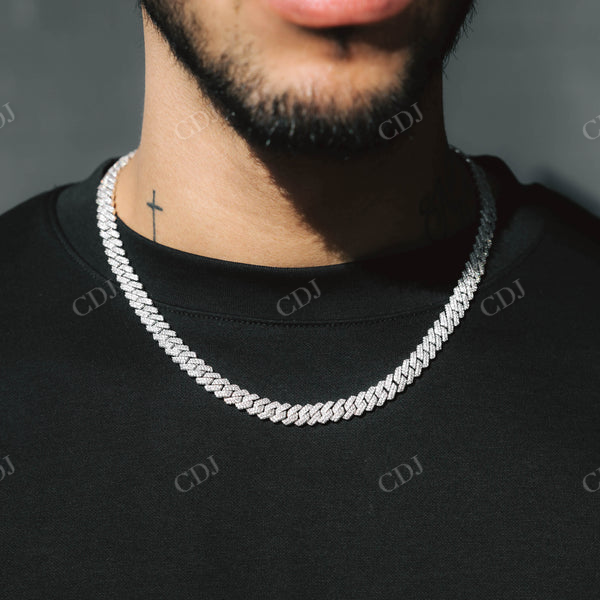 Rapper Style Silver Diamond Cuban Link Chain  customdiamjewel   