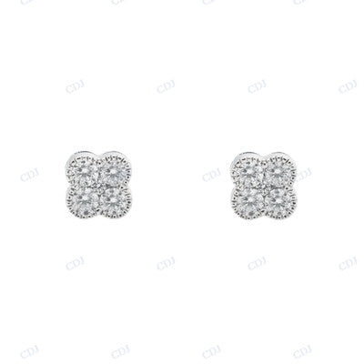 Four Stone Unique Design Moissanite Diamond Push back Earrings hip hop jewelry CustomDiamJewel