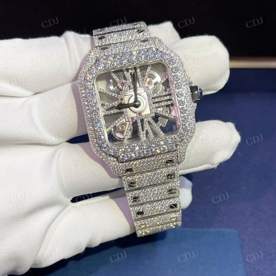 Cartier Skeleton Fully Diamond Iced Out Watch  customdiamjewel   