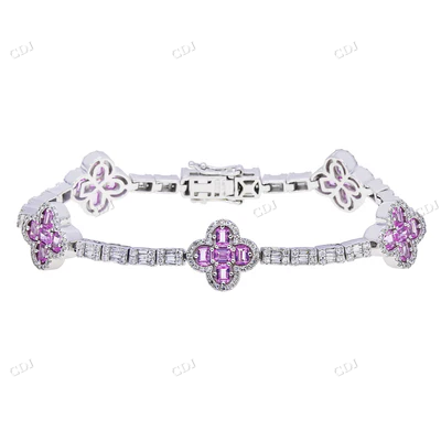 Moissanite Diamond Clover Bracelet For Her hip hop jewelry CustomDiamJewel