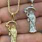 14K Gold Santa Muerte Grim Reaper Death Pendant  customdiamjewel   