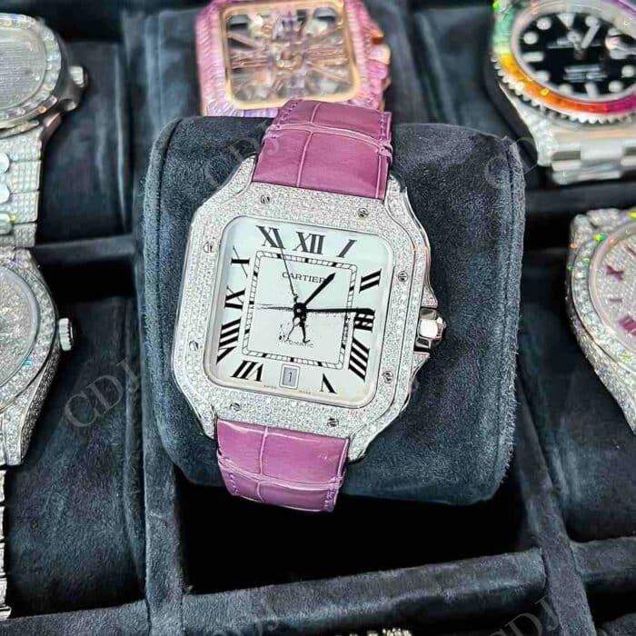 Hip Hop Custom Cartier Diamond Watch  customdiamjewel   