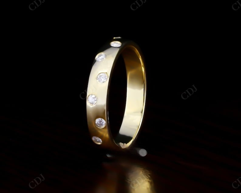 Flush Set 1.70CTW Round Cut Lab Grown Diamond Wedding Band  customdiamjewel   