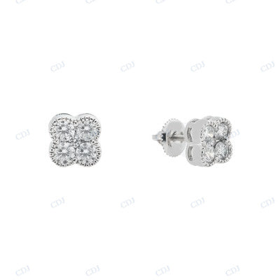 Four Stone Unique Design Moissanite Diamond Push back Earrings hip hop jewelry CustomDiamJewel