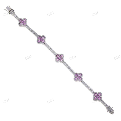 Moissanite Diamond Clover Bracelet For Her hip hop jewelry CustomDiamJewel