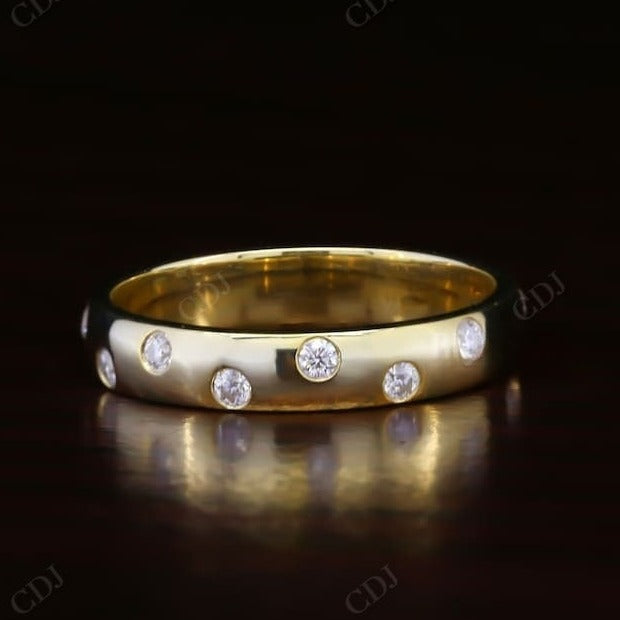 Flush Set 1.70CTW Round Cut Lab Grown Diamond Wedding Band  customdiamjewel 10KT Yellow Gold VVS-EF