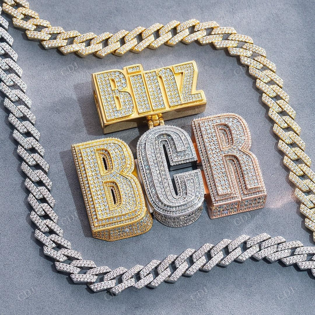 3D BCR Letter Iced Out Diamond Hip Hop Pendant hip hop jewelry customdiamjewel   